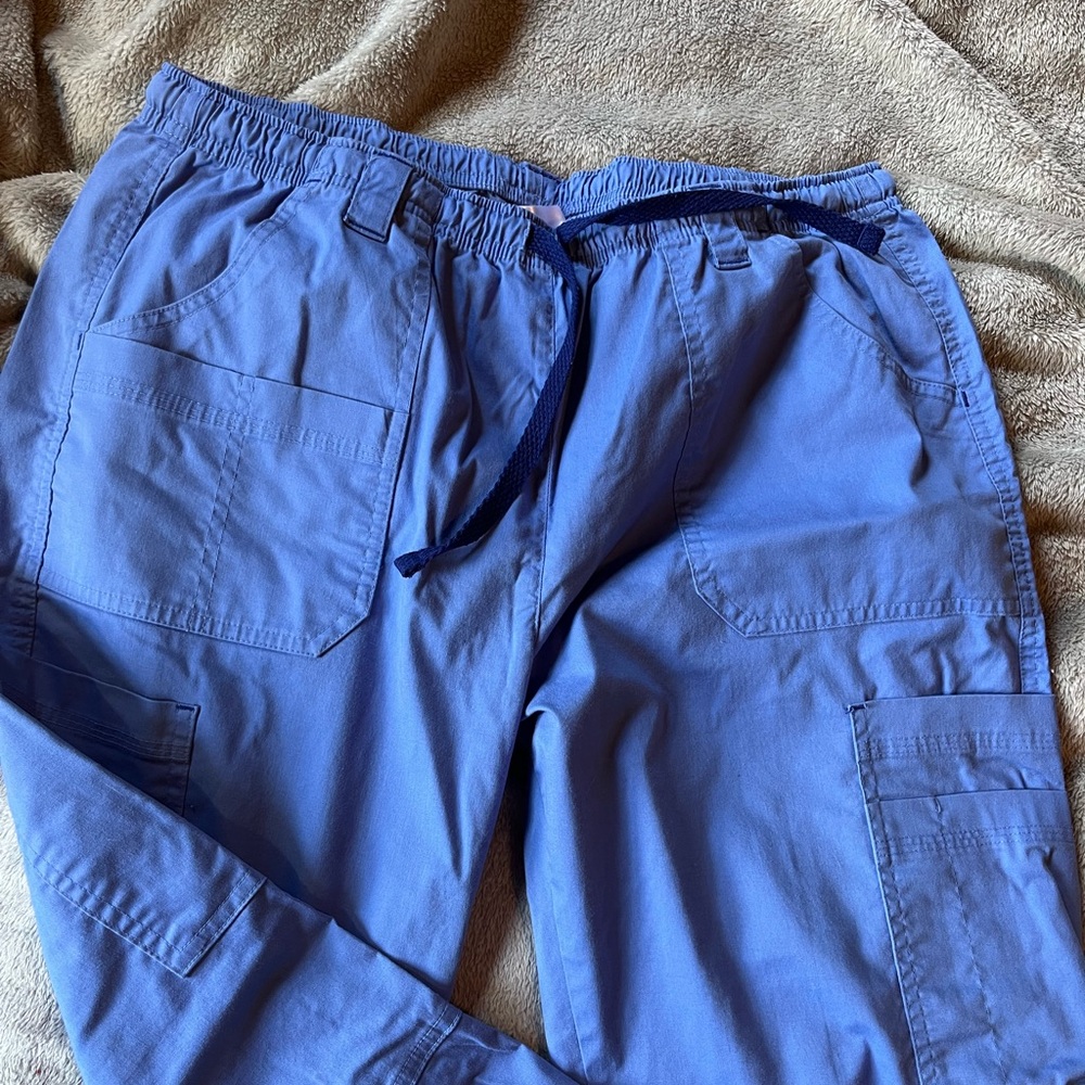 Blue Scrubs Pants by Maevn with Tie and 13 all different size pockets